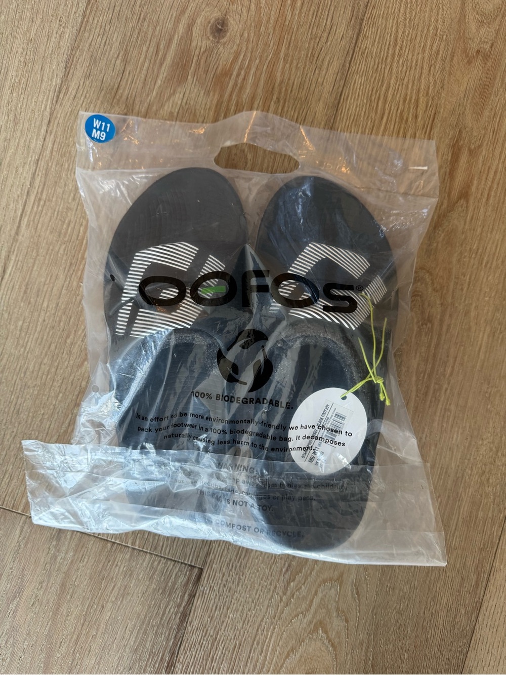 OOFOS OOAHH Unisex FootJoy Logoed Black Slide Sandals M9/W11/EU42 - Picture 8 of 9